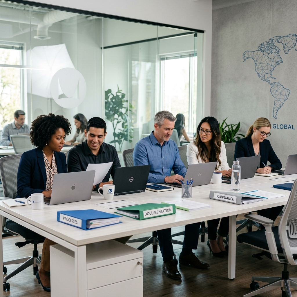 Professional USA Business Professionals Collaborative Corporate Workspace